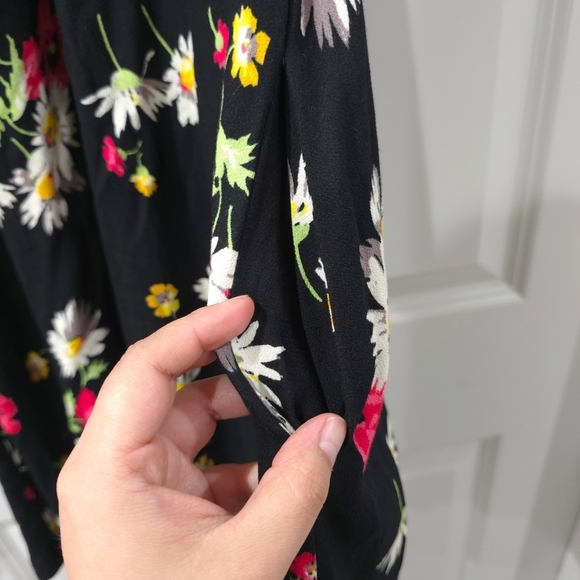 Free People Multicolor Patchwork Striped Floral Short Sleeve V-Neck Dress, 8 - Picture 9 of 15